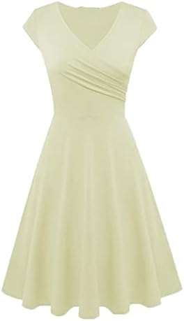 NOKMOPO Novogodišnje haljine Modna haljina u boji V-izrez kratka rukava večernja haljina ženske haljine