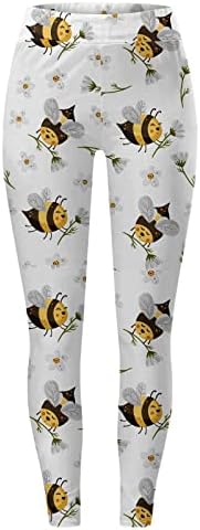 Happy Bee Day Running Yoga helanke za žene Tajice visokog struka cvjetne slatke Pčele meke brušene elastične hlače za teretanu