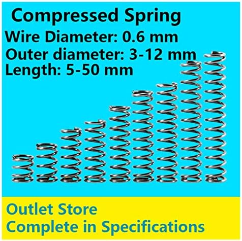 Kompresioni opruge pogodni su za većinu popravke i teleskopski proljetni opružni opružni opružni opružni opružni žica promjera 0,6 mm, vanjski promjer 3-12mm 10pcs