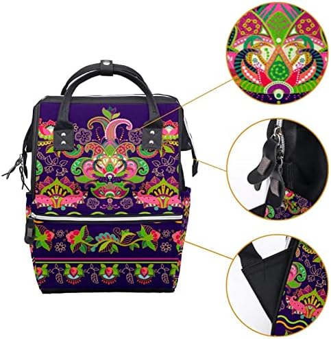 Vintage Bohemia Florals Boho Bager Backpack Baby Nappy Promjena torbe s više funkcija Velika kapaciteta Turistička torba