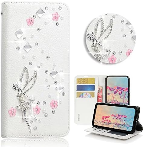 STENES Sony Xperia XA1 Ultra Case-moderan-3D ručno rađeni Bling Kristal djevojke Fairy cvjetni dizajn magnetni novčanik Slotovi za kreditne kartice Fold Stand kožna Navlaka za Sony Xperia XA1 Ultra-Bijela