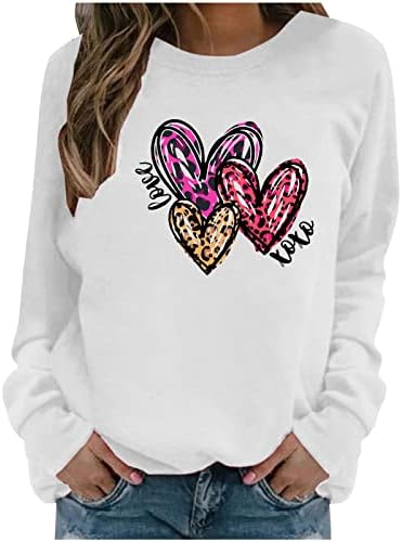 Oplxuo Crewneck duksevi za žene, ženska dukserica za Dan zaljubljenih slatke majice sa printom srca Tee pulover bluza Tops