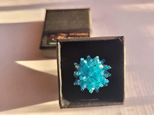 Artigiano Fiorenzo Ring Woman Perles Glass Crystal Italija Handmade-Anillo Vidrio- Collezione Esodo sul Mare - Cielo