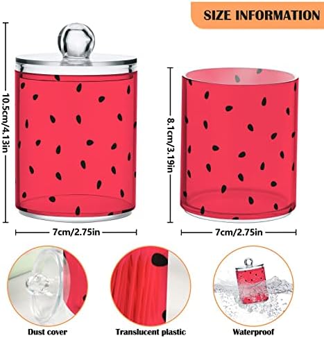 Yyzzh crvena lubenica s crnim sjemenkama 4 pakovanje QTIP-ovog držača dispenzer za pamuk swab loptica okrugla pad za obloge 10 oz Apoteka za kupatilo Organizator šminke za skladištenje kupaonice