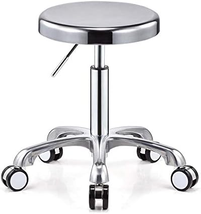Stolica za trepavice sa točkovima，frizerska stolica sa srebrnim sjedištem od nehrđajućeg čelika，Podesiva visina 40-54 cm，podržana