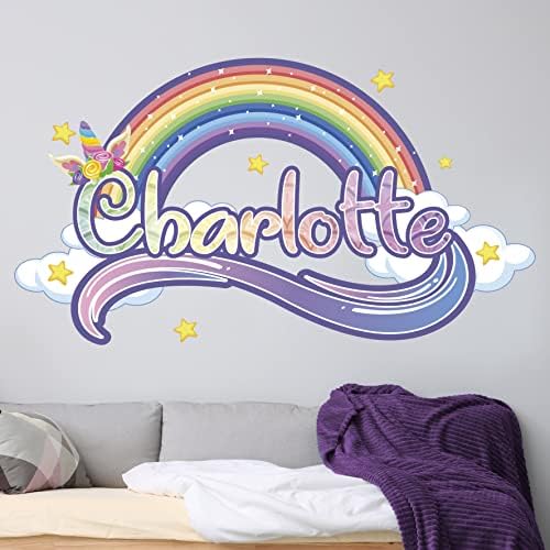 Kyle Cornhole Rainbow Zidne naljepnice - Personalizirani jednorog za djevojke Naziv spavaće sobe Naziv za dekol naljepnica Dječji