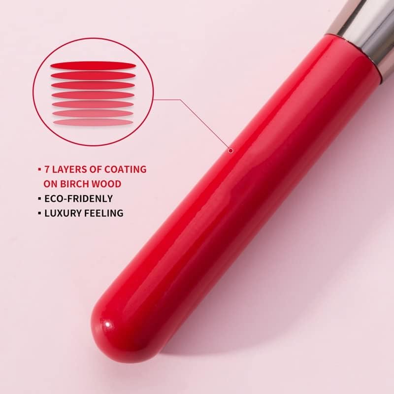 SDFGH Crvena četkica za šminku za šminku Professional Prirodni kose zaklani za osnivanje u prahu Brush Highlighter Kit Kit Make up
