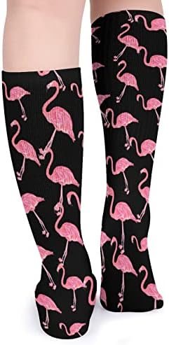 Pink flamingo ptice Sportske čarape Tople cijev čarape Visoke čarape za žene Muškarci Tužerbene zabave
