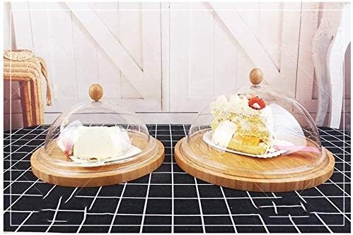 ZHANGPP kupolasti stalak za torte sa poklopcem, okrugla kutija za torte, Žljebljeni drveni disk posuda za pizzu tortu za degustaciju Zapadni restoran stalak za torte od plastike, poslužavnik za deserte