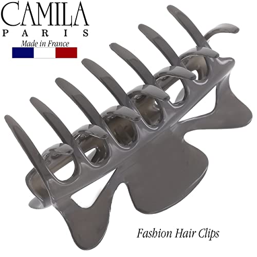 Camila Paris CP3508 Francuska kopča za kosu za žene, 3,5 inča siva za gustu kosu, djevojke kandže za kosu čeljusti, izdržljivi pribor za oblikovanje kose za žene, čvrsto držanje bez klizanja, proizvedeno u Francuskoj