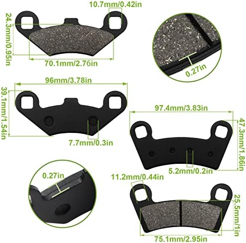 ZICOO Front and Rear Brake Pads for POLARIS RZR 800 EFI 2008-2014, RZR S 800 / RZR 800S 2009-2014, RZR 570 EFI 2012-2015