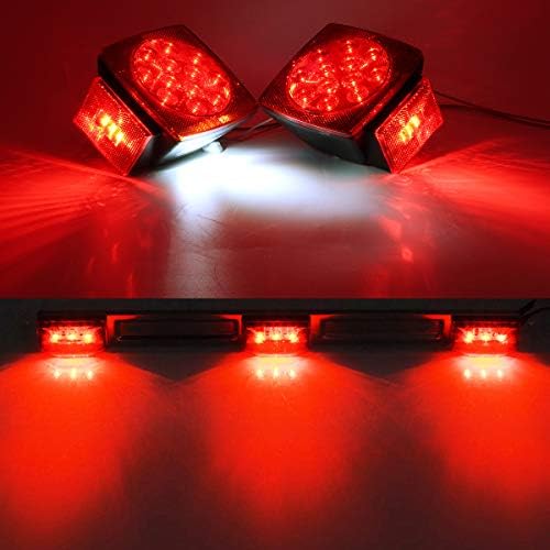 Partsam Potopna LED Prikolica za prikolicu komplet 12v, 2xSquare LED kompleti za prikolicu + 14,17 crveno 3 Svjetlo 9 LED ID svjetlosna