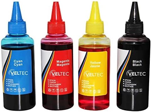 Veltec Premium univerzalna tinta za punjenje boja za Epson, Canon, HP, Lexmark, Brother, Samsung, Dell, Kodak i većinu Inkjet štampača-4 boje