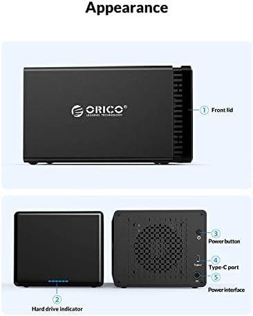 ORICO 5 Bay Raid Enclosure Aluminium Type-C 3.5 inch to SATA III hard disk Enclosure za instalaciju bez alata HDD SSD storage case