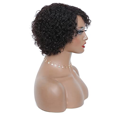 Tianrun kratka perika od ljudske kose za crne žene vodeni talas kovrčava kratka perika sa šiškama Pixie rez kovrčava ljudska kosa