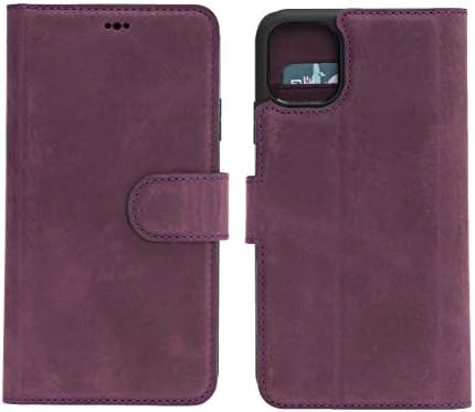Ninecase ljubičasta iPhone 11 Pro MAX Slim torbica za novčanik za muškarce ili žene magnetna odvojiva luksuzna Flip torbica od prave kože za iPhone, ručno rađena