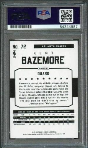2015-16 NBA HOOPS 72 Kent Bazemore potpisana kartica Auto klasa 10 PSA vuneni sokolovi - košarkaste ploče sa autogramiranim karticama