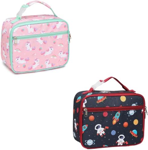Bagseri Dječija kutija za ručak za dječake i djevojčice-izolovana torba za ručak sa postavom otpornom na curenje-Pink Unicorn Bundle