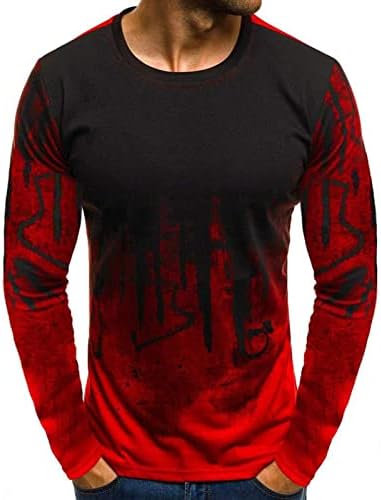 Muška grafička majica Hip hop tiskanje dugih rukava CREW CACT Slim-Fit Casual vrhovi za tinejdžerske majice gradijent boje