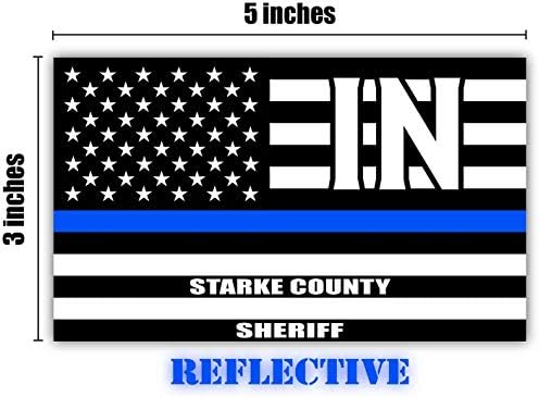 Reflektirajuća županija Starke Indiana u tanki plavoj liniji Stealthy Stari Glory USA zastava | Počast oficirima za provođenje zakona