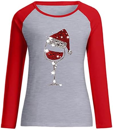 Brkewi ružni božićni džemperi Žene Moda 2023 Novogodišnja prerada dugih rukava treperi košulja za vinske čaše