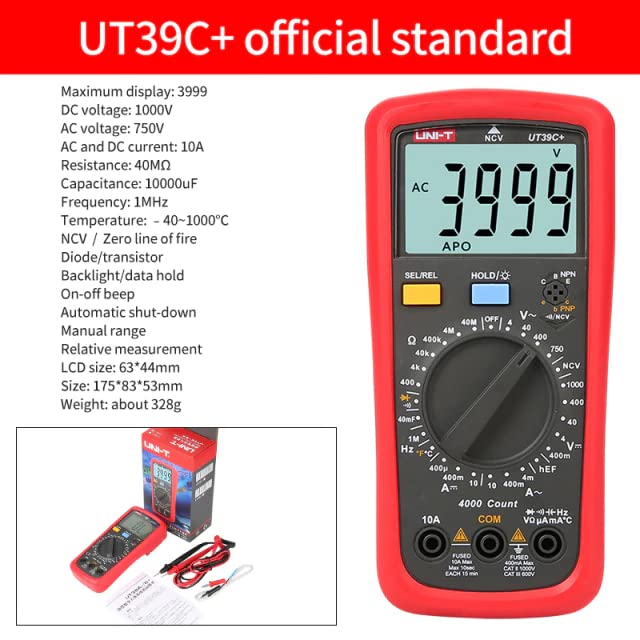 UNI-T UT39C + digitalni multimetar Auto-asortiman sa LCD pozadinskom osvjetljenjem Držite multimetro tester