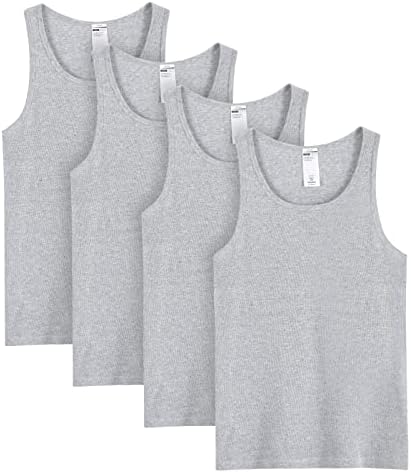 LAPASA muške pamučne rebraste majice Ultra meke a-majice bez rukava osnovne čvrste potkošulje prsluci 4 paketa M35