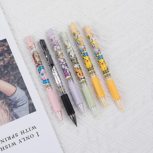 G-Ahora 5kom Anime Pika mehaničke olovke sa Pernicom, crtani Pika Kancelarijski materijal 0,5 mm mehanička olovka, automatske olovke