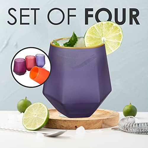 Moderno vino za piće, voda, sok, stakleni Set od 4, ručno puhane geometrijske dijamantske naočare za koktele u boji, jedinstvene kratke