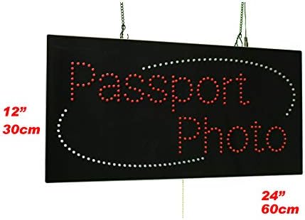 Putovnica Foto znak, natpisući natpis, LED neonski otvoren, trgovina, prozor, trgovina, poslovni, prozorski znak, viza, lična karta,