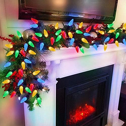 Awinking 17.7 Ft 50 LED C3 Božićna svjetla na baterije, Raznobojna svjetla za božićno drvo zelena žica, obojena Božićna svjetla za drvo, spavaća soba, vjenčanje, Božićna zabava, Dvorište, Dvorište
