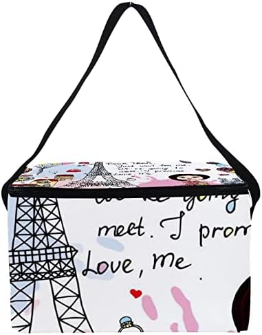 Guerotkr torba za ručak za žene, kutija za ručak za muškarce,ženska kutija za ručak,Paris Eiffelov toranj šareni uzorak