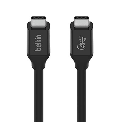 Belkin USB 4 kabl, 2.6ft USB ako se certificira s isporukom napajanja do 100W, 40 Gbps brzina prijenosa podataka i unazad i USB C do Ethernet adaptera, USB-ako se certificira, crni kabel, crni