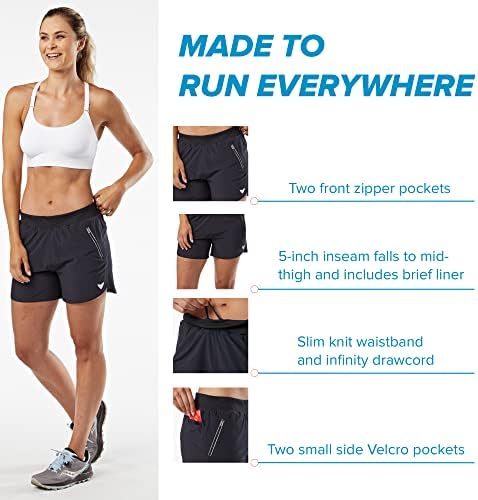 Korsa zagrljace 5 Atletski kratke hlače 2.0 za žene sa džepovima | Lagana, vlaga Wicking & Kratki obloga | za trčanje, joga, teretana | Vino, male