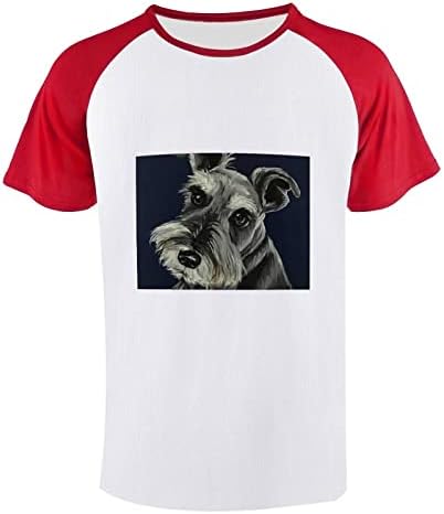 Ulje na platnu Šnaucerskog psa muške kratke rukave Tees u boji Raglan majice pamučne Bejzbol majice