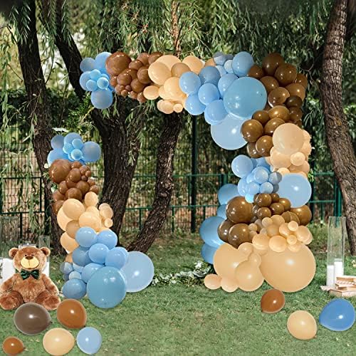 PERPAOL 147kom plava smeđa kafa baloni Garland Kit, Boho Nude kafa plava slonovača balon luk, za medvjedića Safari divlji tuš Rod otkrivaju rođendan tema Party.