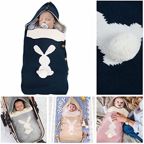 Slatka crtani zečji torbu za spavanje sa kapuljačom od novorođenčad s kapuljačom s kapuljačom koji prima pokrivač dojenčad u koznim prstima na liniju tople krevetić za dječake za dječake 0-12 mjeseci
