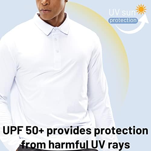 Mier muške košulje s dugim rukavima Golf polo Brze suhi atletske majice, UV zaštita od sunca i super mekani