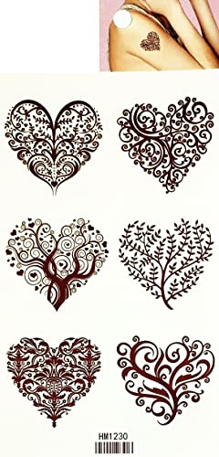 Lijepo srce cvijeća za srce Privremene tetovaže Vodootporni transfer Tattoo naljepnica Crtani 3D Realističan za muškarce Žene Dizajn