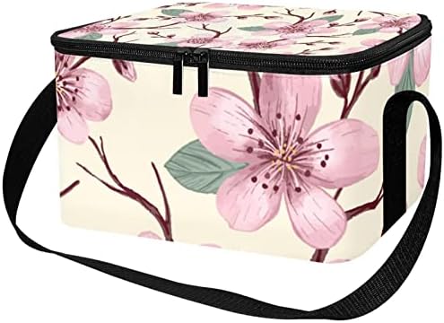Cvijet trešnje ružičaste cvijeće uzorak vrećica za dostavu hrane, izolirana torba za namirnice | Dvostruki patentni zatvarač