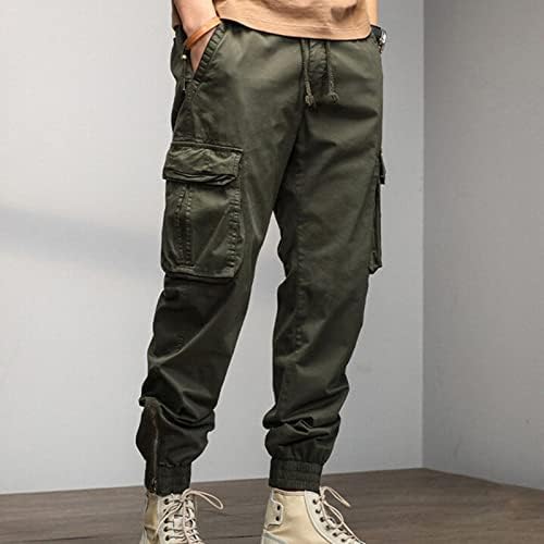 Muške teretne hlače Elastični pojas modni labavi pamučni džep čipkasti elastični struiki pantalone za noćenje u pantalonu