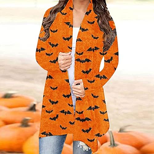 Žene Cardigan Otvoreno Prednji dugački elegantni rameni Sprašiva bluza Shawl Top Halloween Print Laghweight Casual Dug Capes Majica