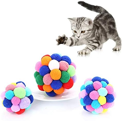 Kuglična kućna kućna igračka kuglična kuglica Postavite šarene ručno rađene Bell Stretch lopta Interaktivni zalihe za teaser za mačke i mače sa vježbanjem kugle 3 paketa