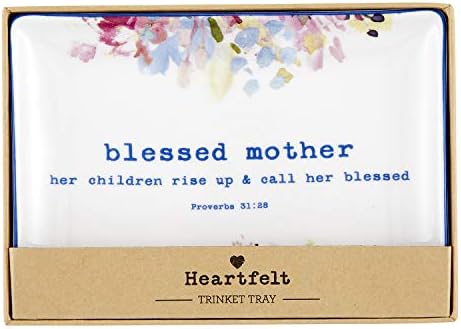 Kreativna brendova Heartfelt-pokloni za njenu kolekciju Keramička ladica za sitnicu, 6 x 4 inča, blagoslovljena majka