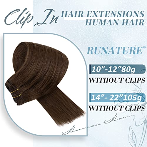 Kupite zajedno uštedite više RUNATURE Brown Clip u ekstenzijama za kosu prava ljudska kopča za kosu u ekstenzijama #4 srednje smeđe 14 inča 105g i 16 inča 105g