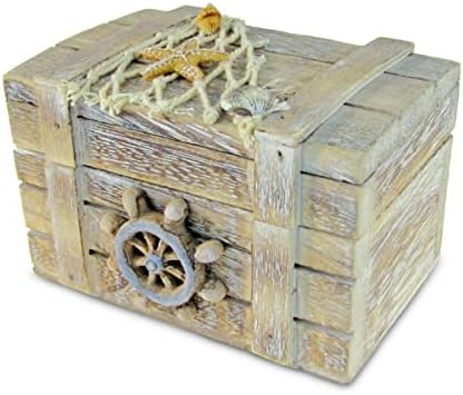 Suzzled Cota Global Vintage Drvena kutija za nakit - Ručno izrađena nautička državna kutija za skladištenje sitnica - ukrasna kutija