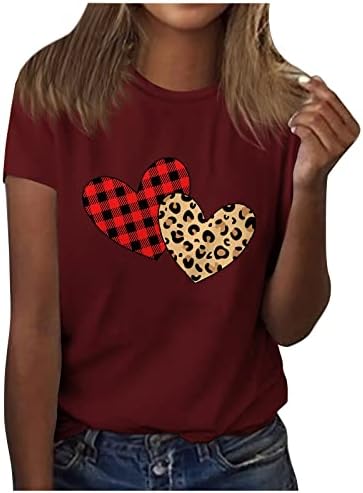 Ženska majica za valentinu Ljubavna toplinska grafička posada Crta kratkih rukava majica Smiješni simpatični poklon za Valentinovo