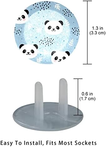 Električni izlaz pokriva 12 pakovanja, plastični čepovi pokrivaju sigurnosne kapa za zaštitu utičnice - slatka panda plava pozadina