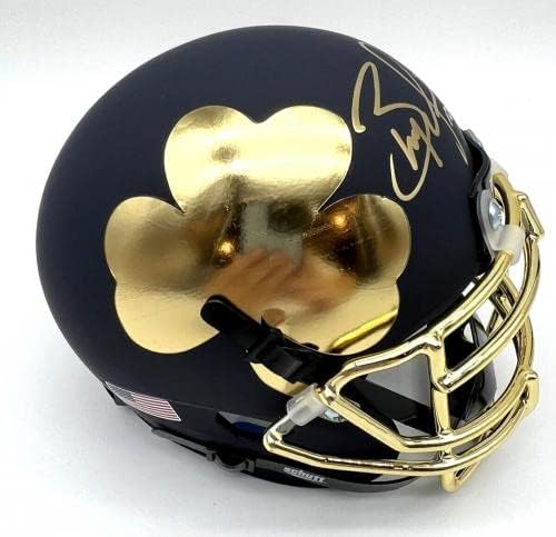 Brady Quinn potpisao Notre Dame borba Irski Mini nogomet kaciga w / JSA COA 1-autograme koledž kacige