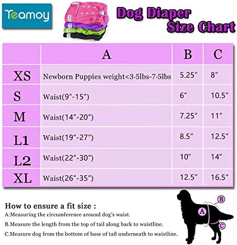 Teamoy ženske pelene za pse,pelene za višekratnu upotrebu za ženske pse, perive i Super upijajuće, XL